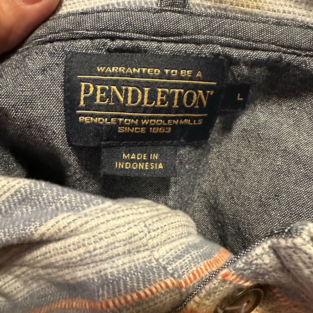 Pendleton Lrg Men's Serape Stripe Popover Hoodie - Picture 9 of 9